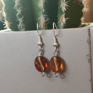 Coffee, bean beaded dangle earrings